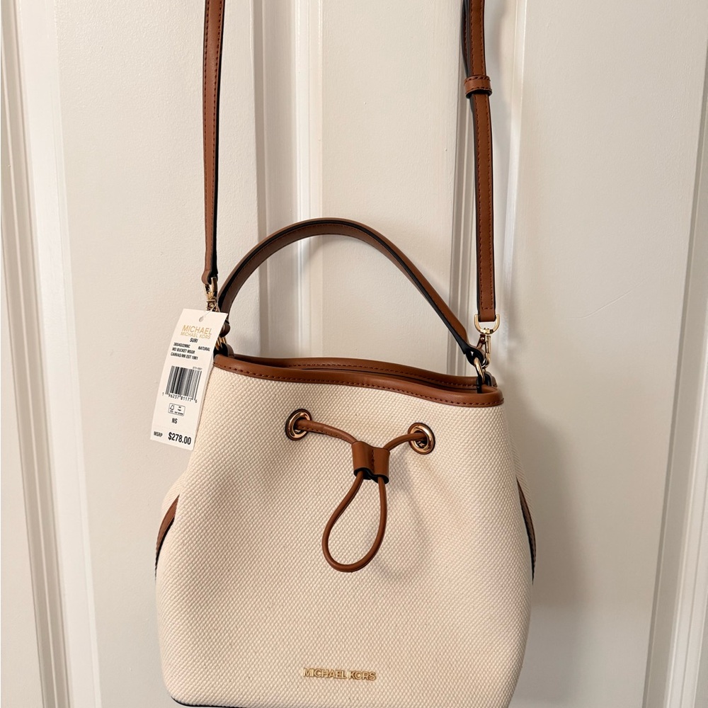 Michael Kors Cream and Brown Shoulder Bag